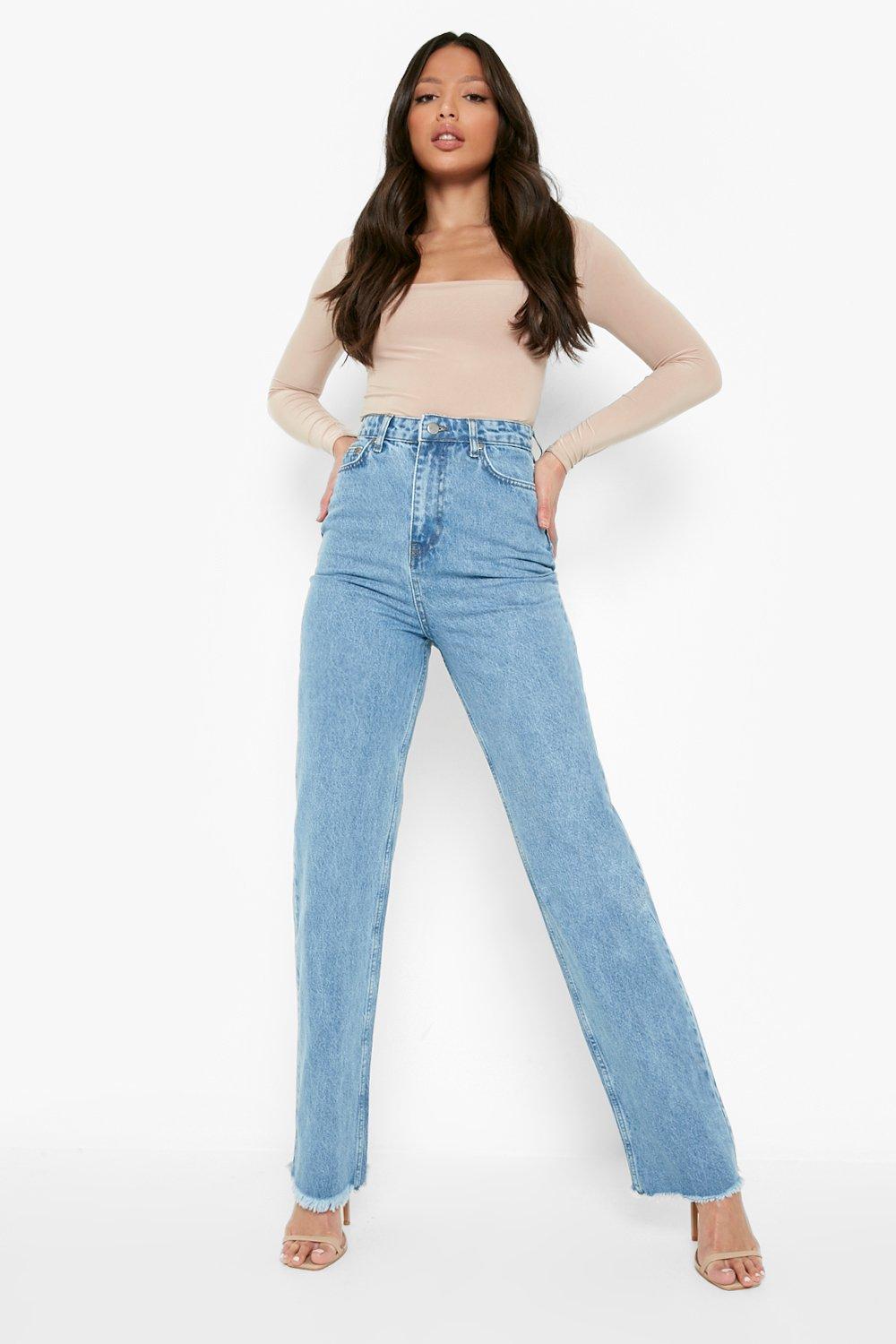 Frayed hem 2025 straight leg jeans